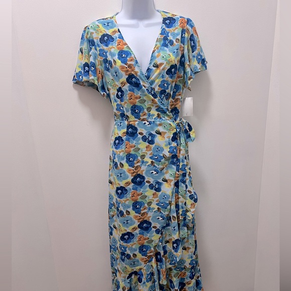 NWOT - Anna Kay Blue Wrap Dress, Size M/L. Never worn, excellent condition. - Picture 1 of 8